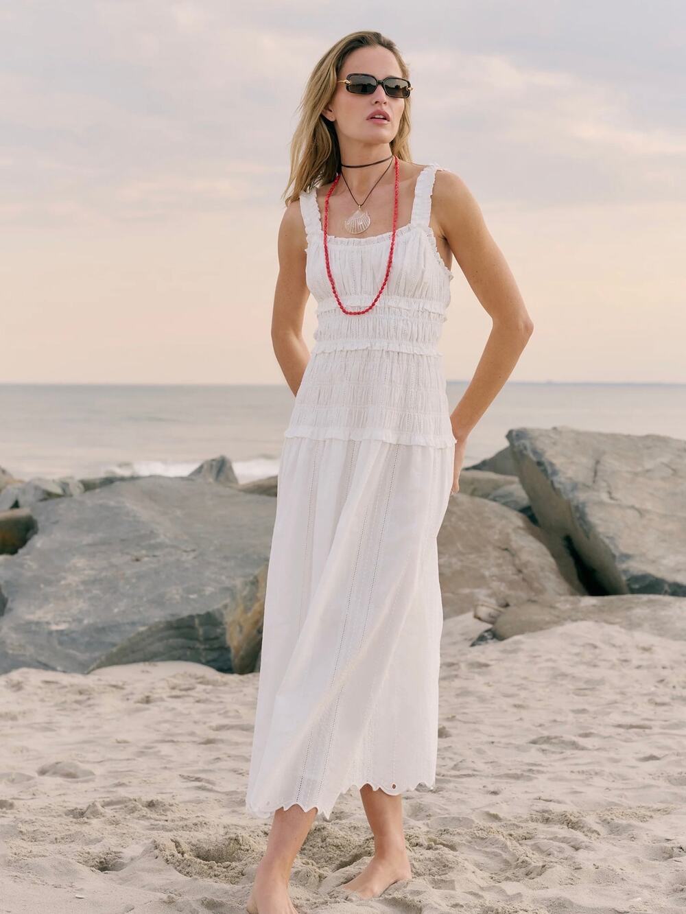 New O.P.T few Moda Freya white embroidered Dress O.P.T sz L